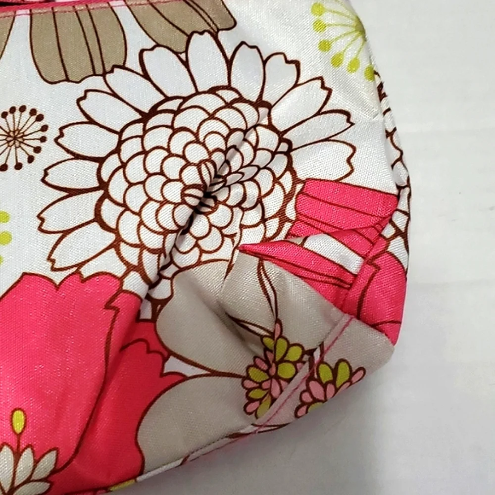 Clinique Funky Colorful Hot Pink Floral Cosmetic Bag